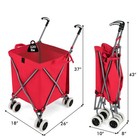 X-shaped Folding Shopping Cart W  Canvas Bag   Fitted Cover   Wheels Red