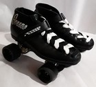 Riedell Carrera Black Leather Roller Skates 105b Mens Us Size 10 Sure Grip Nice 