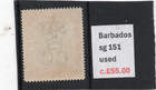 Barbados Ev11 1906 Nelson 1s Black rose Sg 151 Used