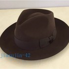 New British Hat Men Fedora Raw Edge Brim Satin Lined Big Size 100  Wool Felt
