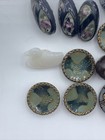 Victorian Metal Black Glass Button Lot 22 Floral Celluloid Dog Duck Mop Antique
