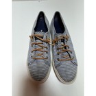 Sperry Women   s Blue And White Striped Boat Shoes Size 9 Leather Laces Beach