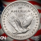 1917 P Type 1 Full Head Fh Standing Liberty Quarter B1417