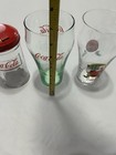 Vtg Coca-cola  Set Santa Holiday Design Red Lid Clear Green Red Soda Theme