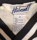 Black white Bomber Jacket Snap Front Striped Lined Size M