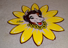 Vintage Borden s Dairy Elsie The Cow 12  Enamel Metal Ice Cream Flower Gas Sign 