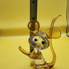 Vintage 3  Mouse Yellow Blown Glass Figurine Collectible Art Glass