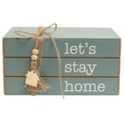 New   Let s Stay Home Wooden Bookstack Country Farmhouse Home Decor