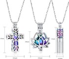 3pcs Hollow Cremation Ashes Jewelry Urn Pendant Necklace Cross Urn Keepsake Gift