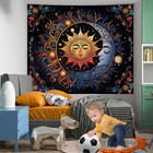 Hippie Tapestry Wall Hanging For Bedroom Aesthetic  Sun And Moon Mystic Floral  