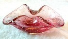  Pink Bubble Art Glass Hand Blown Cigar Ashtray Dish 8 5  Vintage
