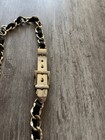 Vintage Chain Belt Gold Black Interlocking Womens M 90s Glam Designer Mob Wife