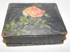Antique Vintage Sewing Chest Box Case Embossed Rose W  Thread Buttons