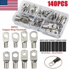 140 Cable Lugs Copper Ring Crimp Terminal plier Car Battery Wire Connectors Kit   