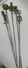 Vtg Turkish Greek Inoxidable Brass Steel Shish Kabob Skewers Bbq Set Of 5