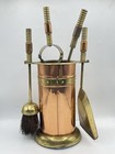 Antique Edwardian Copper   Brass Fireside Companion Complete Set