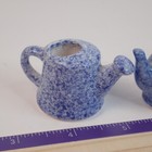 Vintage Enesco Miniature Speckled Blue Ceramic Spongeware Kitchen Pottery 1983
