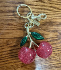Coach Cherry Bag Charm Keychain Resin Metal Brass Pink For Handbag Purse Gift
