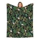 Green Botanical Throw Blanket Fern Leaves Plush 50x60 Inch Green Botanical Leaf