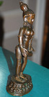 Vtg Bronze Statue Figurine Handmade India Nude Woman Musician 6  Lost Wax Cast