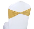 Set Of 4 Gold Spandex Stretch Chair Sashes With Silver Buckle     Elegant Event