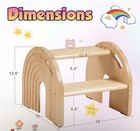 Kids Rainbow Wooden Toddler 2 Step Stool  With Safety Non-slip Pad   Light