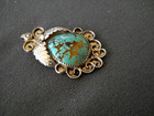 Southwestern Native American Navajo Web Turquoise Sterling Silver Pendant Signed