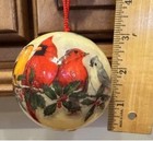 Christmas Tree Ornament Red Cardinals   And Birds Hand Blown Glass Lacquer Vtg 