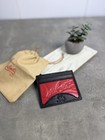 Christian Louboutin Black Leather Card Holder Red Logo Wallet