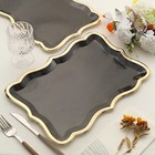 Black 10 Rectangle 14  Paper Serving Trays Scroll Design Gold Rim Party Events