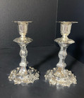 Pair Of Silver Plate Candlesticks Tarnish Protected 6  Taper Candles Made Japan