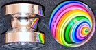 Eddie Seese Art Glass Handmade Marble 1 35  Rainbow Gold Lutz Signed  24   Stand