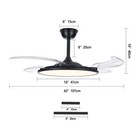 42   Ceiling Fan With Light Black Low Profile Retractable  Remote   App Control