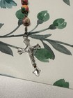 Catholic Rosary Necklace Multicolor Beads Crucifix   Virgin Mary Medal 21   