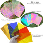 12 Sheets Iridescent Stained Glass Sheets  Cathedral Art Glass Packs For Mosaic