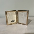 Vintage 24 Karat Gold Plated Mini Double Picture Hinged Frame For 2 5x3  Photos