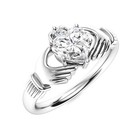 Irish Claddagh 5mm Heart Moissanite  Loyalty Ring 925 Sterling Silver