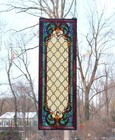 12 25  X 36  Tiffany Style Stained Glass Window Panel Jeweled Glass Panel  Hf44