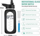 32 Oz Glass Water Bottle With Straw And Handle  Large Sports Motivational Water