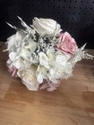 Bridal Bouquet Pink Cream Roses Lace Ribbon Shabby Chic Wedding Decor Prop