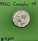 1950 Canada          5 Cents - Nickel - Circulated - Nice Coin Album Collectable