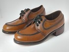 Vintage Unworn Platform-heeled Leather Shoesestimated Age 1970smaterial Leather 