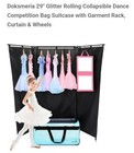 Doksmeria Glitter Pink Rolling Collapsible Dance Comp Bag With Curtain   Rack