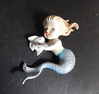 Rare Vintage Norcrest Blonde Mermaid Holding An Angel Fish P-659 Wall Plaque