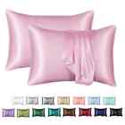  2 Pack  Luxurious Satin Silk Pillowcase Soft Bedding Pillow Cover With Zipper