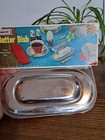 Vintage Nevco Triple Chrome Plated Steel Butter Dish Nib