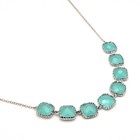 Silver Tone Seafoam Green Glass Necklace And Teardrop Earring Jewelry Set
