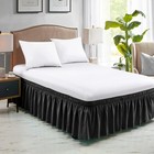 King Bed Skirt  Dust Ruffle For King Size Bed  Easy Fit With 15-inch Tailored   