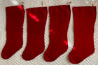 Set Of 4 Vintage Red Felt Stenciled Christmas Stockings - 15  L   1940 s Era
