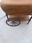 Vintage Wooden  Drop Leaf Tea Bar Cart Without The Center Tray